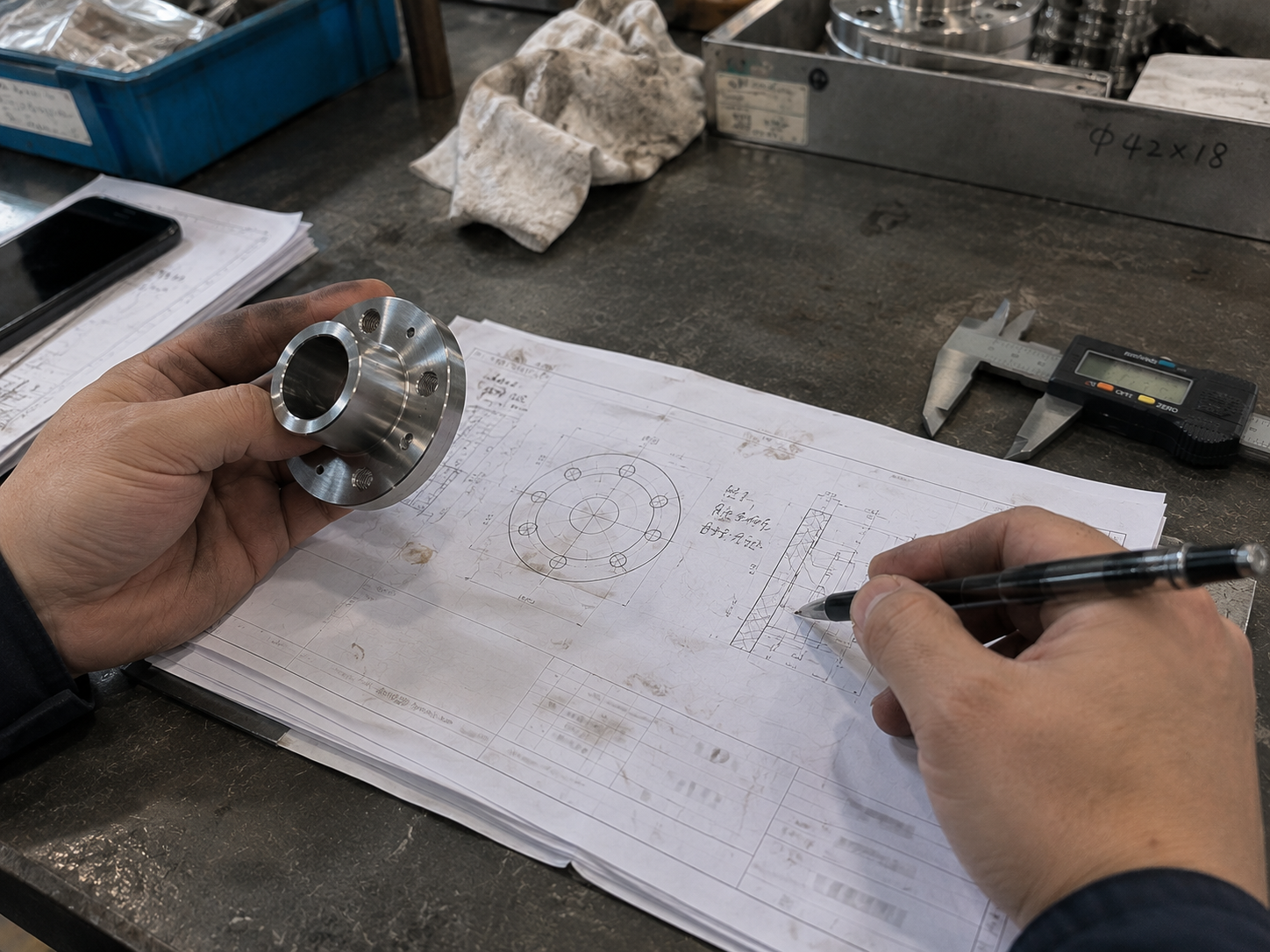 Reviewing titanium part drawing and requirements