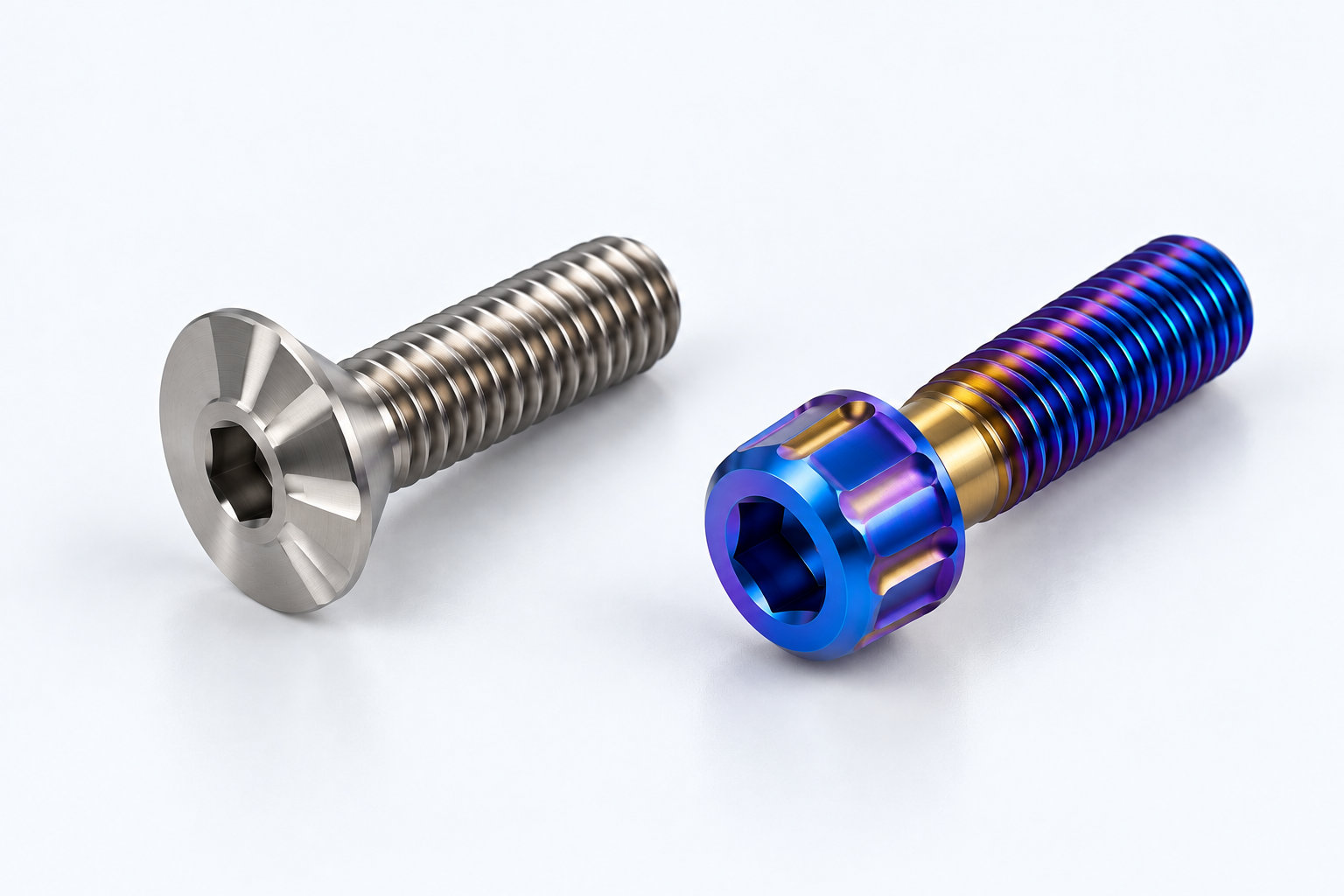 Custom titanium screws with non-standard head designs