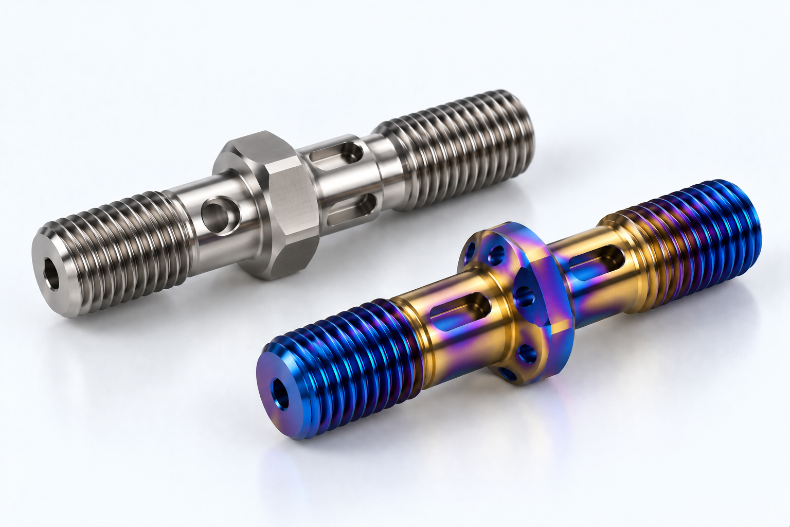 Custom titanium studs with non-standard machined features