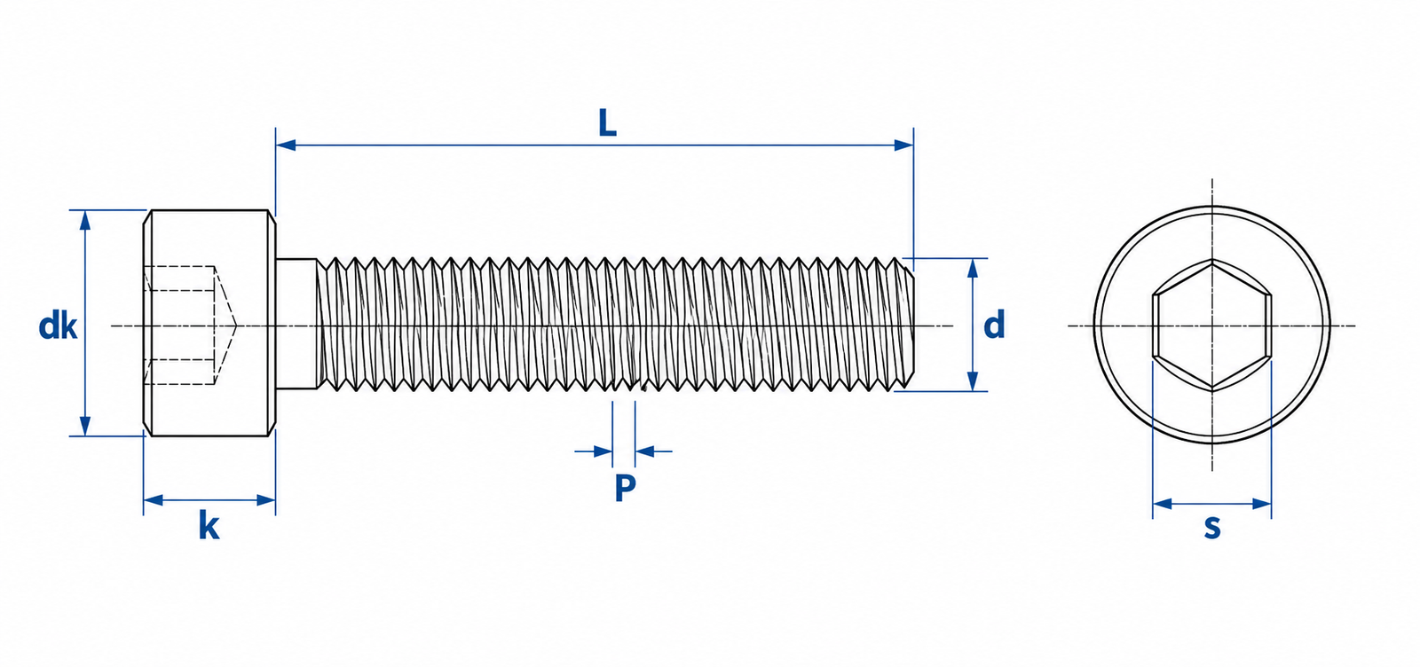 Titanium Socket Head Cap Bolt Dimensional Diagram