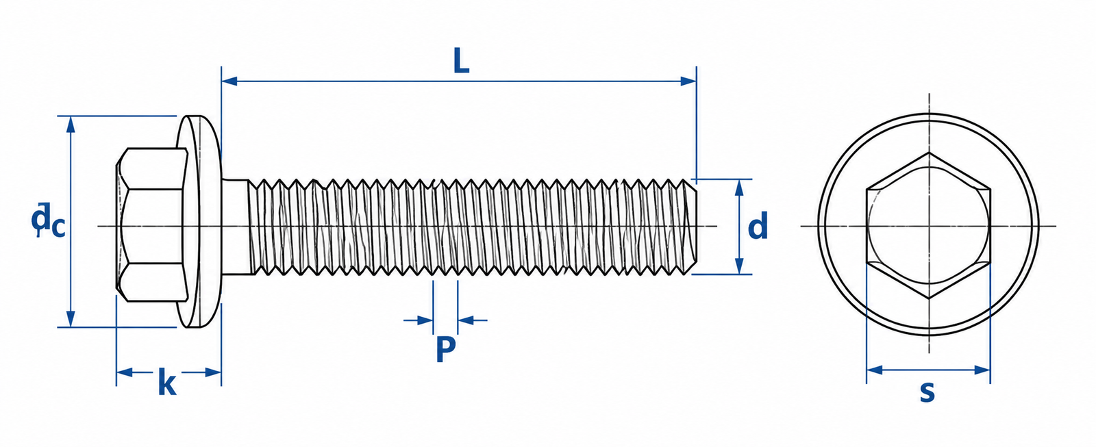 Titanium Flange Bolt Dimensional Diagram
