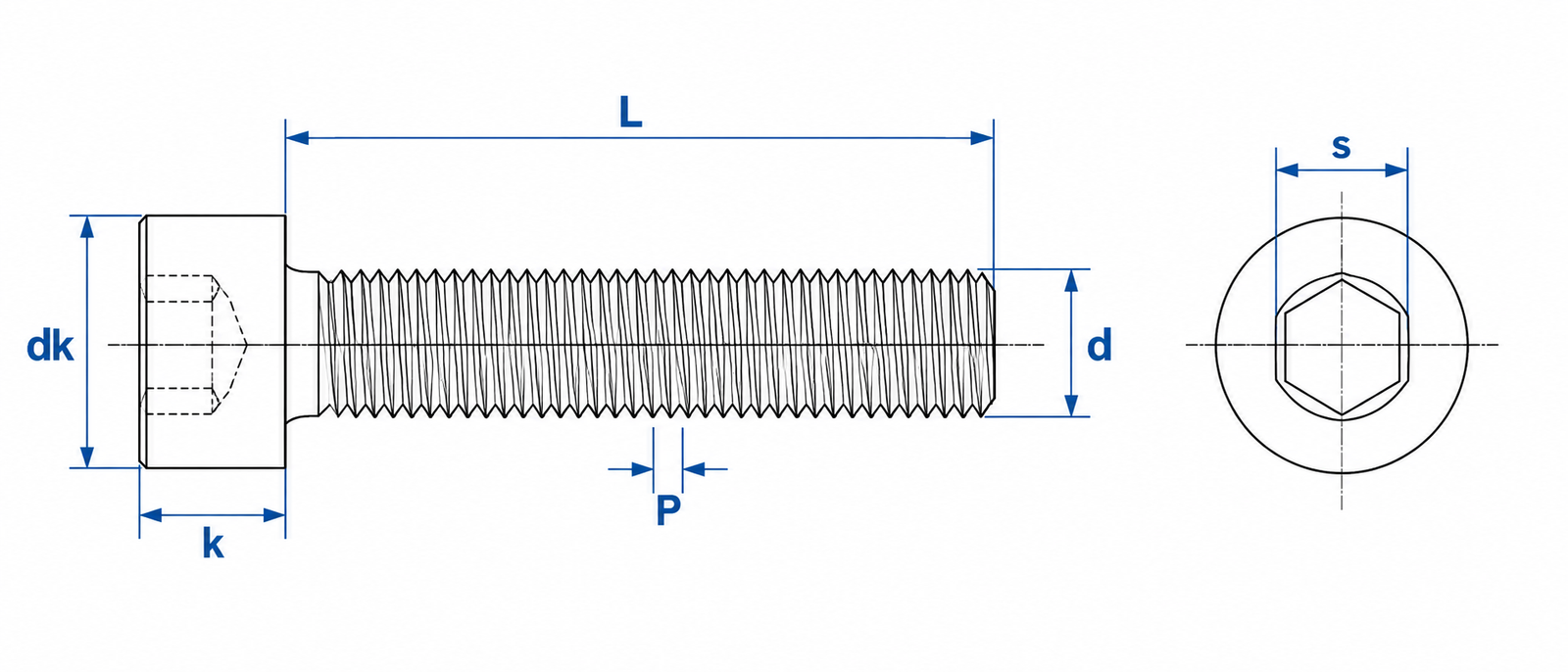 Titanium Socket Head Cap Screw Dimensional Diagram