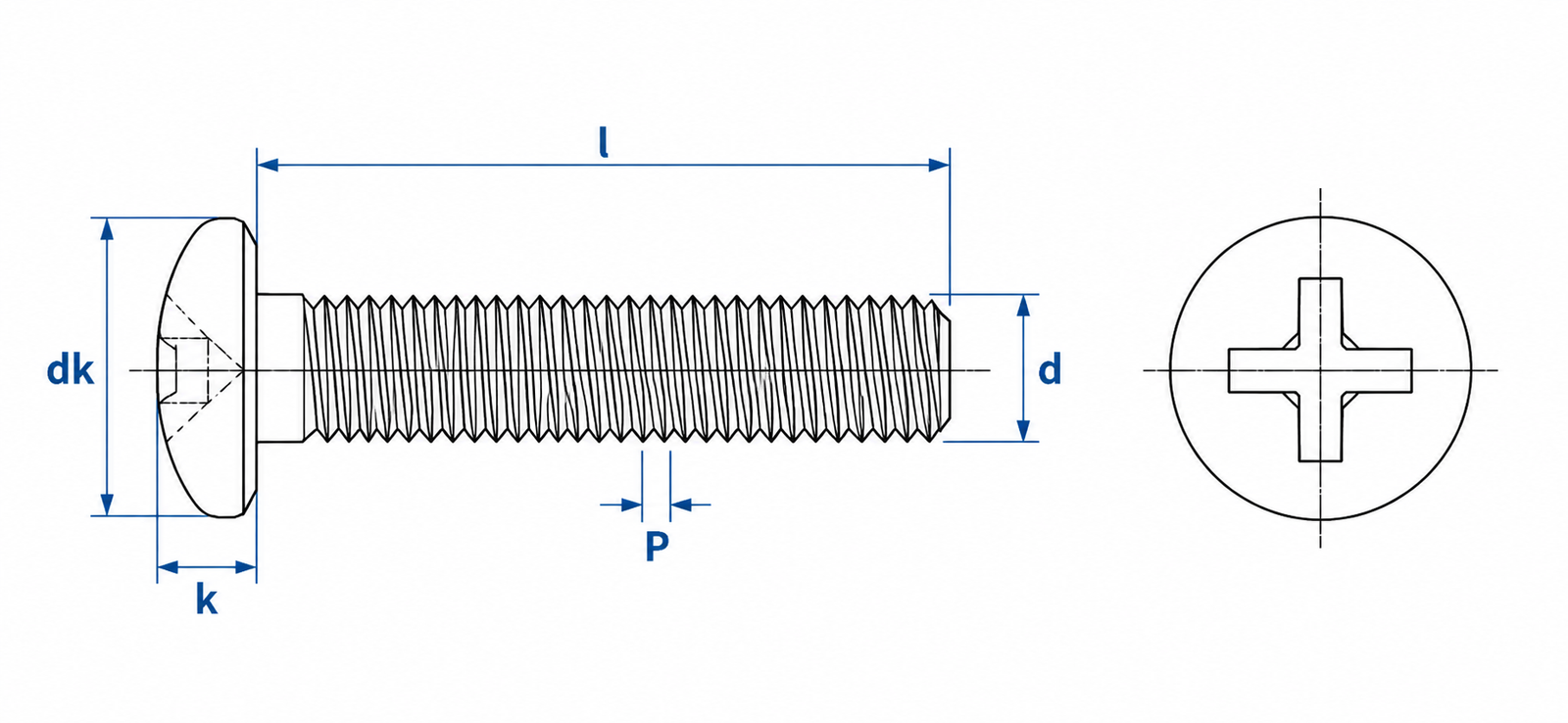 Titanium Pan Head Screw Dimensional Diagram