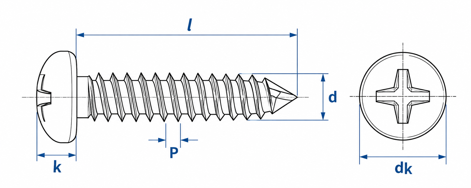 Titanium Self-Tapping Screw Dimensional Diagram