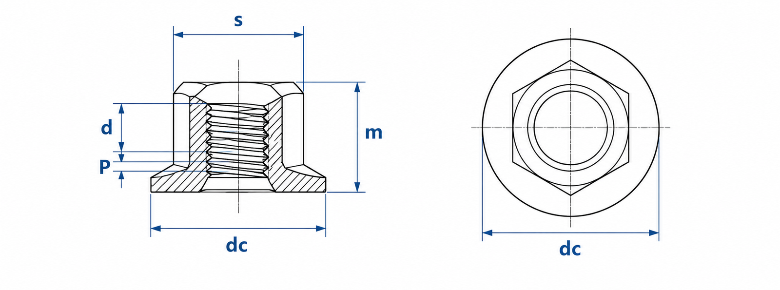 Titanium Flange Nut Dimensional Diagram