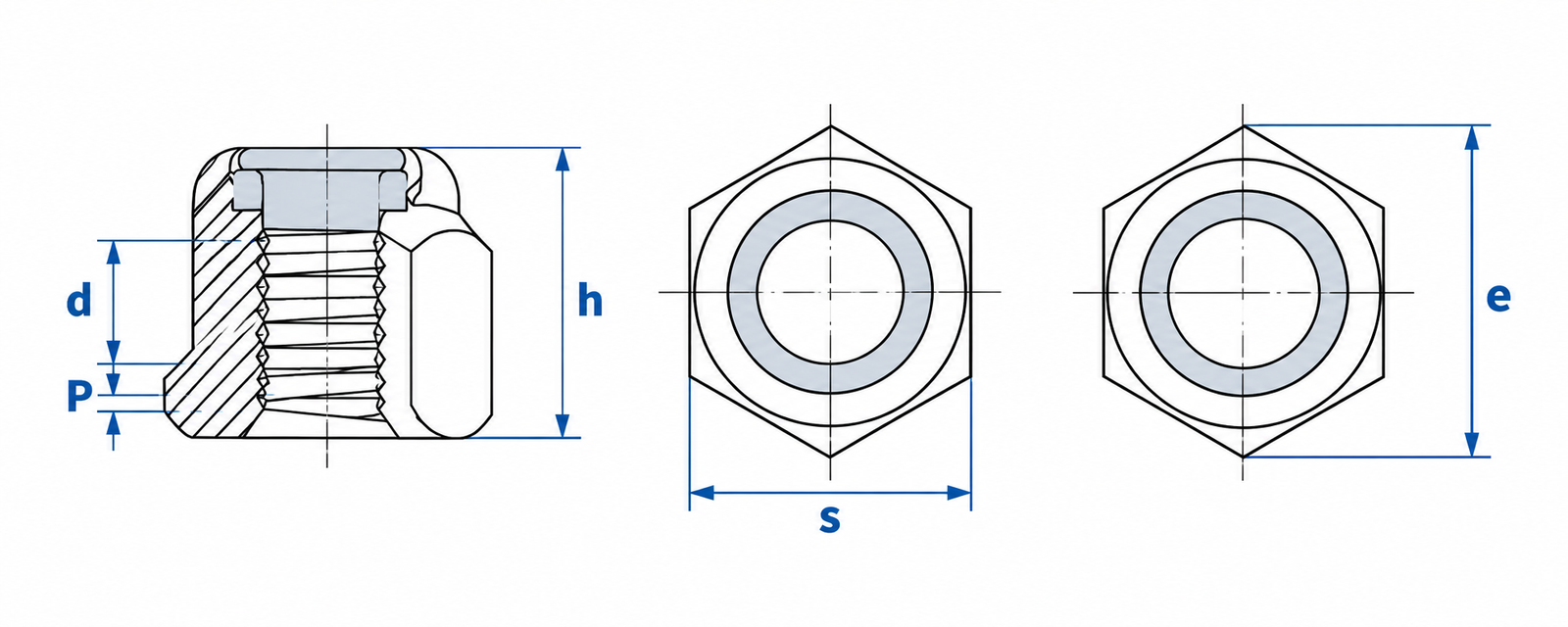 Titanium Nyloc Nut Dimensional Diagram