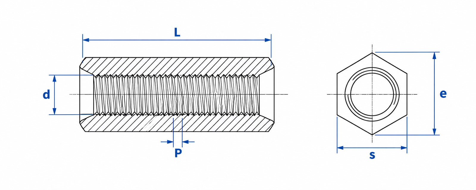 Titanium Coupling Nut Dimensional Diagram