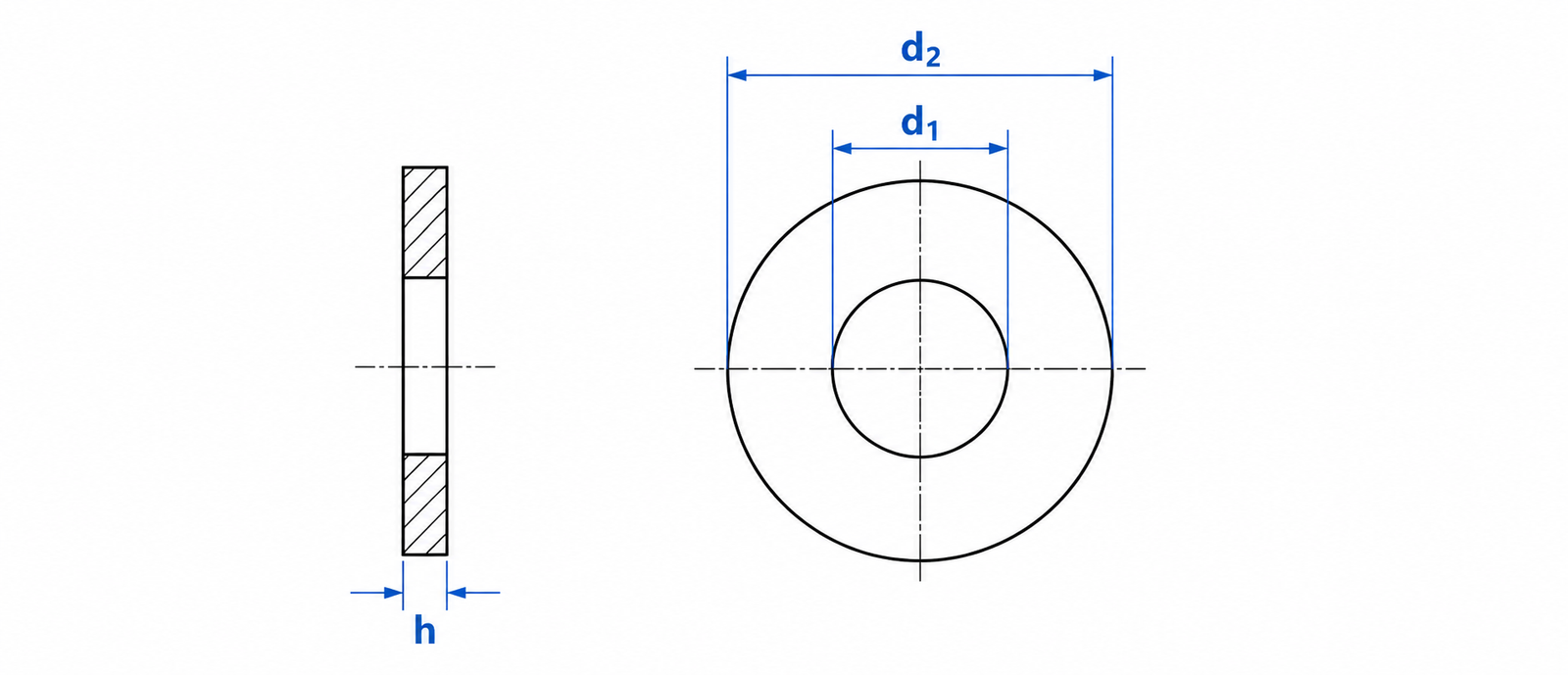 Titanium Flat Washer Dimensional Diagram
