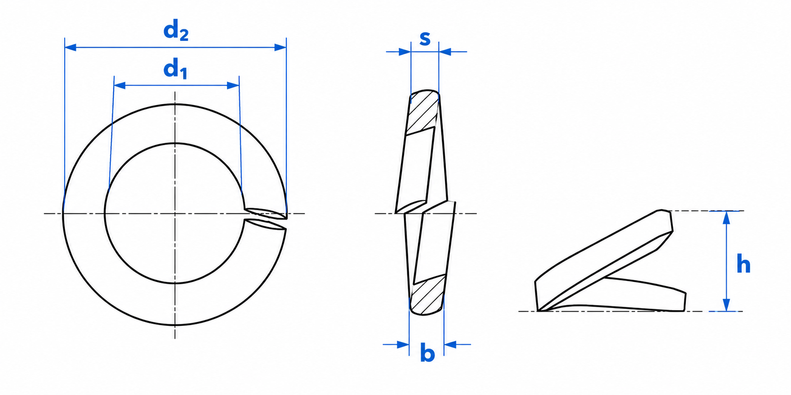 Titanium Spring Washer Dimensional Diagram