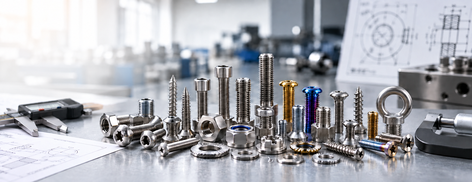 Titanium fasteners including bolts, screws, nuts and washers