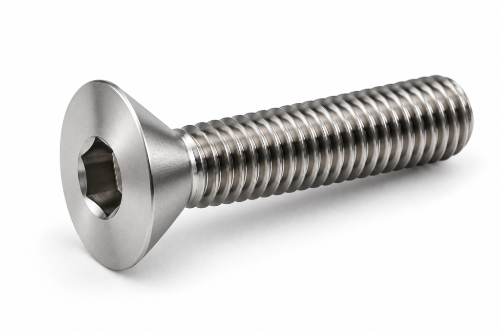Titanium countersunk socket bolt for flush mounting applications