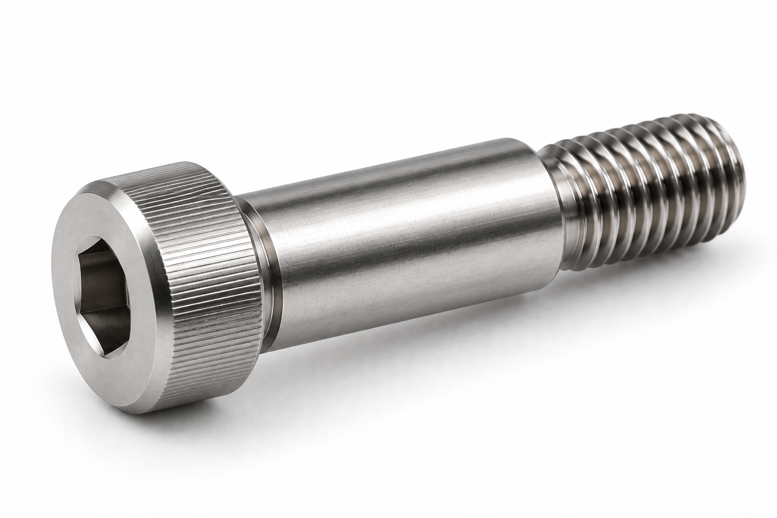 Titanium shoulder bolt with precision machined shoulder