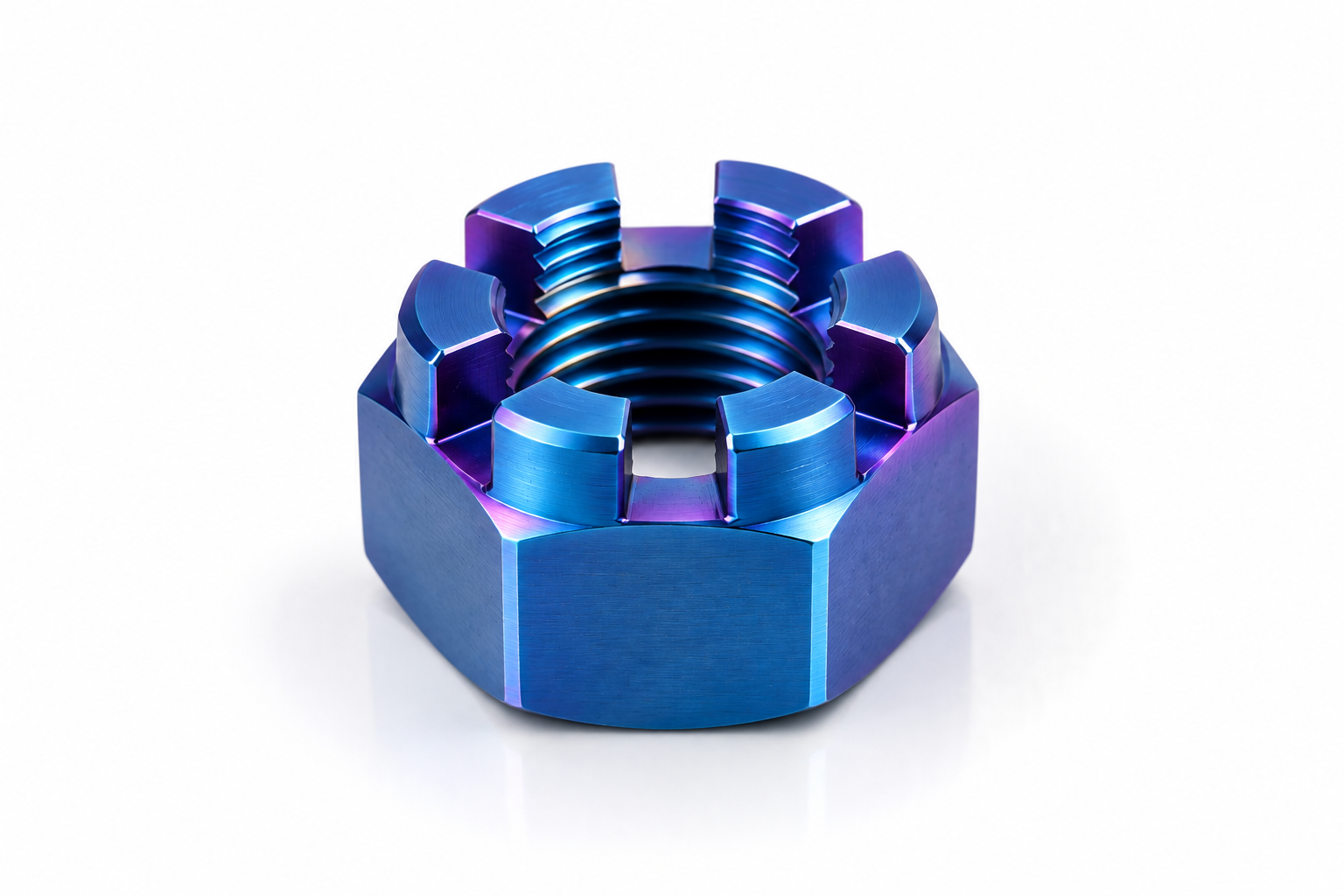 Anodized Titanium Castle Nuts