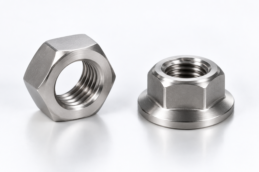 Titanium hex nut and flange nut