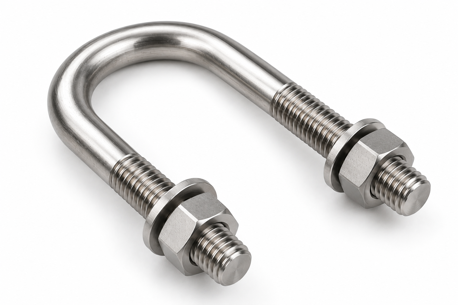 Titanium U-bolt with nuts and washers for pipe fastening