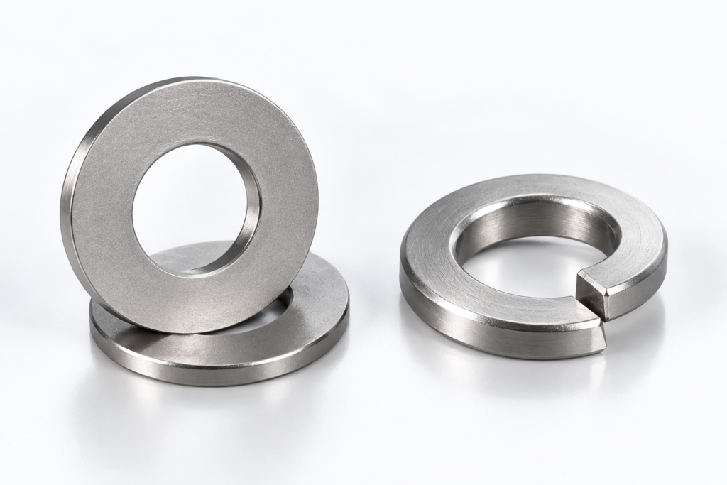 Titanium flat washer and split lock washer