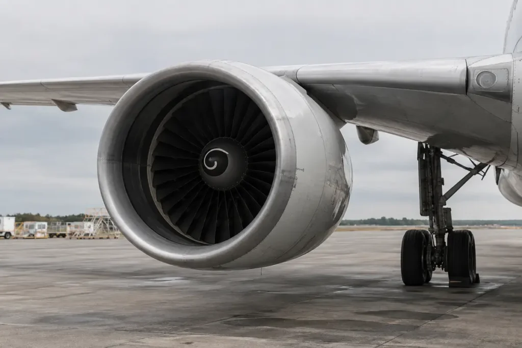 Commercial aircraft engine and wing — generated application illustration